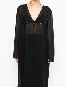 Vintage x Sheer Long Sequin Beaded Blouse (XS-L)