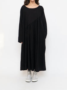 Modern x Linen-feel Bohemian Black Dress (XS-XL)