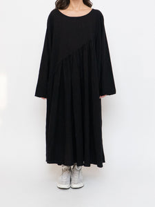 Modern x Linen-feel Bohemian Black Dress (XS-XL)