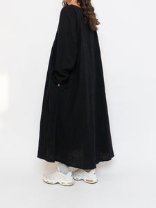 Modern x Linen-feel Bohemian Black Dress (XS-XL)