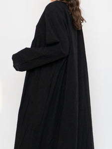 Modern x Linen-feel Bohemian Black Dress (XS-XL)