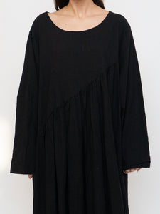 Modern x Linen-feel Bohemian Black Dress (XS-XL)
