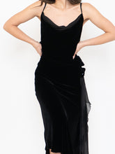 Load image into Gallery viewer, Vintage x NOUGAT Cowl Neck Velvet Rose Dress (M, L)