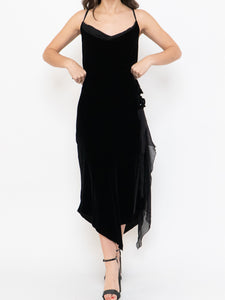 Vintage x NOUGAT Cowl Neck Velvet Rose Dress (M, L)