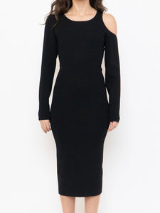 GOOD AMERICAN x Thick Ribbed Bodycon Cutout Long Sleeve Dress (M)