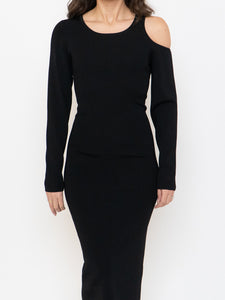 GOOD AMERICAN x Thick Ribbed Bodycon Cutout Long Sleeve Dress (M)
