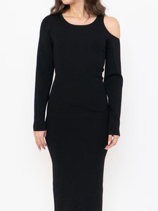 GOOD AMERICAN x Thick Ribbed Bodycon Cutout Long Sleeve Dress (M)