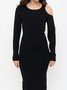GOOD AMERICAN x Thick Ribbed Bodycon Cutout Long Sleeve Dress (M)