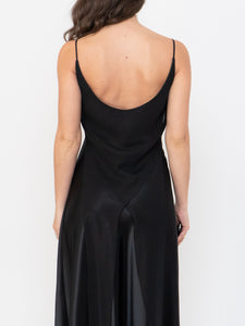 Vintage x Made in Canada x Black Layered Chiffon Satin Dress (S, M)