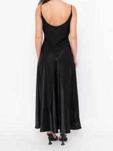Vintage x Made in Canada x Black Layered Chiffon Satin Dress (S, M)