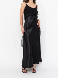 Vintage x Made in Canada x Black Layered Chiffon Satin Dress (S, M)