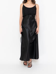 Vintage x Made in Canada x Black Layered Chiffon Satin Dress (S, M)