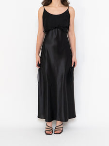 Vintage x Made in Canada x Black Layered Chiffon Satin Dress (S, M)