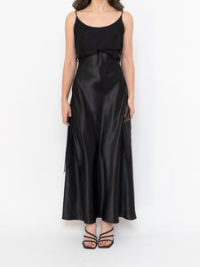 Vintage x Made in Canada x Black Layered Chiffon Satin Dress (S, M)
