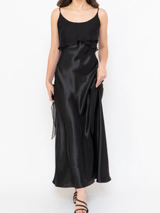 Vintage x Made in Canada x Black Layered Chiffon Satin Dress (S, M)