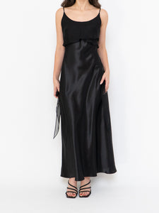 Vintage x Made in Canada x Black Layered Chiffon Satin Dress (S, M)