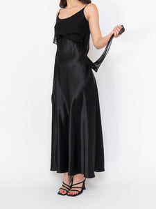 Vintage x Made in Canada x Black Layered Chiffon Satin Dress (S, M)