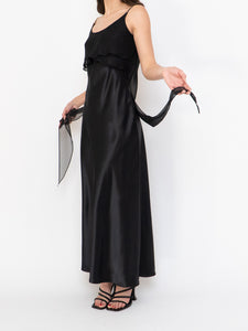 Vintage x Made in Canada x Black Layered Chiffon Satin Dress (S, M)