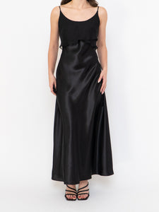 Vintage x Made in Canada x Black Layered Chiffon Satin Dress (S, M)