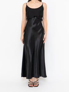 Vintage x Made in Canada x Black Layered Chiffon Satin Dress (S, M)