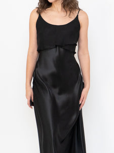 Vintage x Made in Canada x Black Layered Chiffon Satin Dress (S, M)