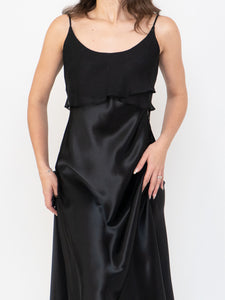 Vintage x Made in Canada x Black Layered Chiffon Satin Dress (S, M)