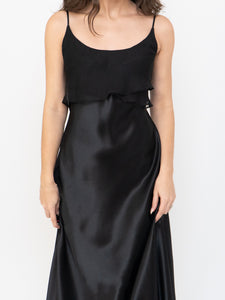 Vintage x Made in Canada x Black Layered Chiffon Satin Dress (S, M)