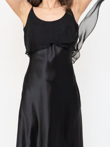 Vintage x Made in Canada x Black Layered Chiffon Satin Dress (S, M)