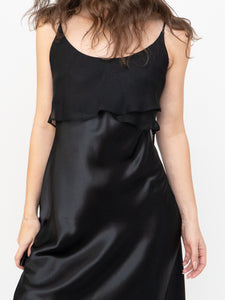 Vintage x Made in Canada x Black Layered Chiffon Satin Dress (S, M)