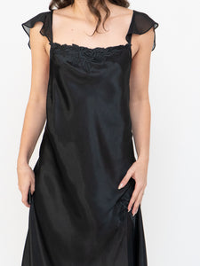 Vintage x Satin & Chiffon Feel Slip Dress (L, L)