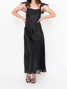 Vintage x Satin & Chiffon Feel Slip Dress (L, L)