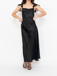 Vintage x Satin & Chiffon Feel Slip Dress (L, L)
