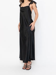 Vintage x Satin & Chiffon Feel Slip Dress (L, L)