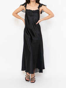 Vintage x Satin & Chiffon Feel Slip Dress (L, L)