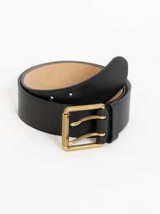 RALPH LAUREN x Black And Gold Leather Belt (S-L)