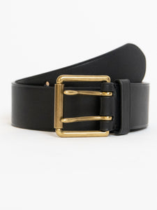 RALPH LAUREN x Black And Gold Leather Belt (S-L)
