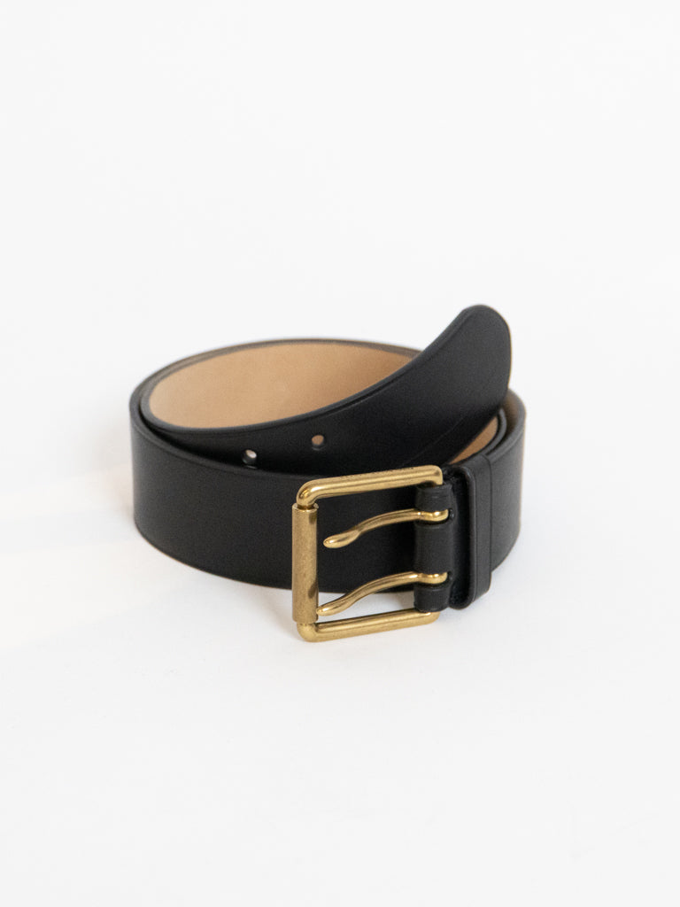 RALPH LAUREN x Black And Gold Leather Belt (S-L)