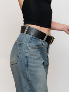 RALPH LAUREN x Black And Gold Leather Belt (S-L)