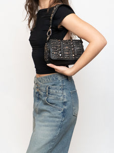 BROWNS x Black Leather Studded Handbag