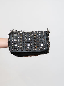BROWNS x Black Leather Studded Handbag