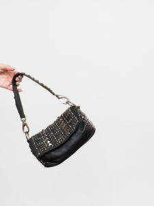 BROWNS x Black Leather Studded Handbag