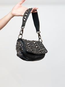 BROWNS x Black Leather Studded Handbag