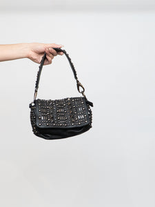 BROWNS x Black Leather Studded Handbag