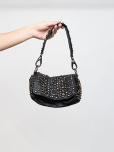 BROWNS x Black Leather Studded Handbag