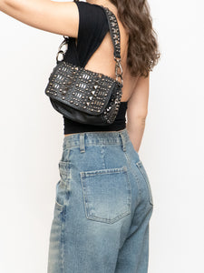 BROWNS x Black Leather Studded Handbag