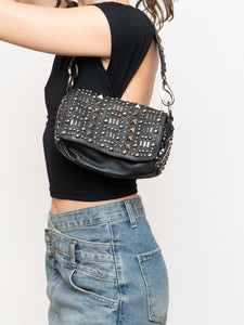 BROWNS x Black Leather Studded Handbag