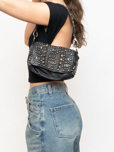 BROWNS x Black Leather Studded Handbag