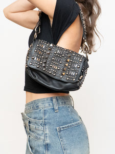 BROWNS x Black Leather Studded Handbag