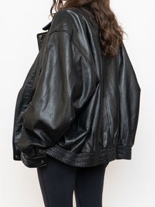 Vintage x Black Leather Bomber Jacket (XS-XXL)