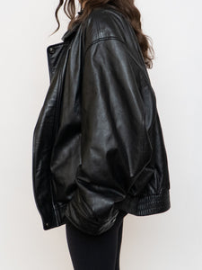 Vintage x Black Leather Bomber Jacket (XS-XXL)